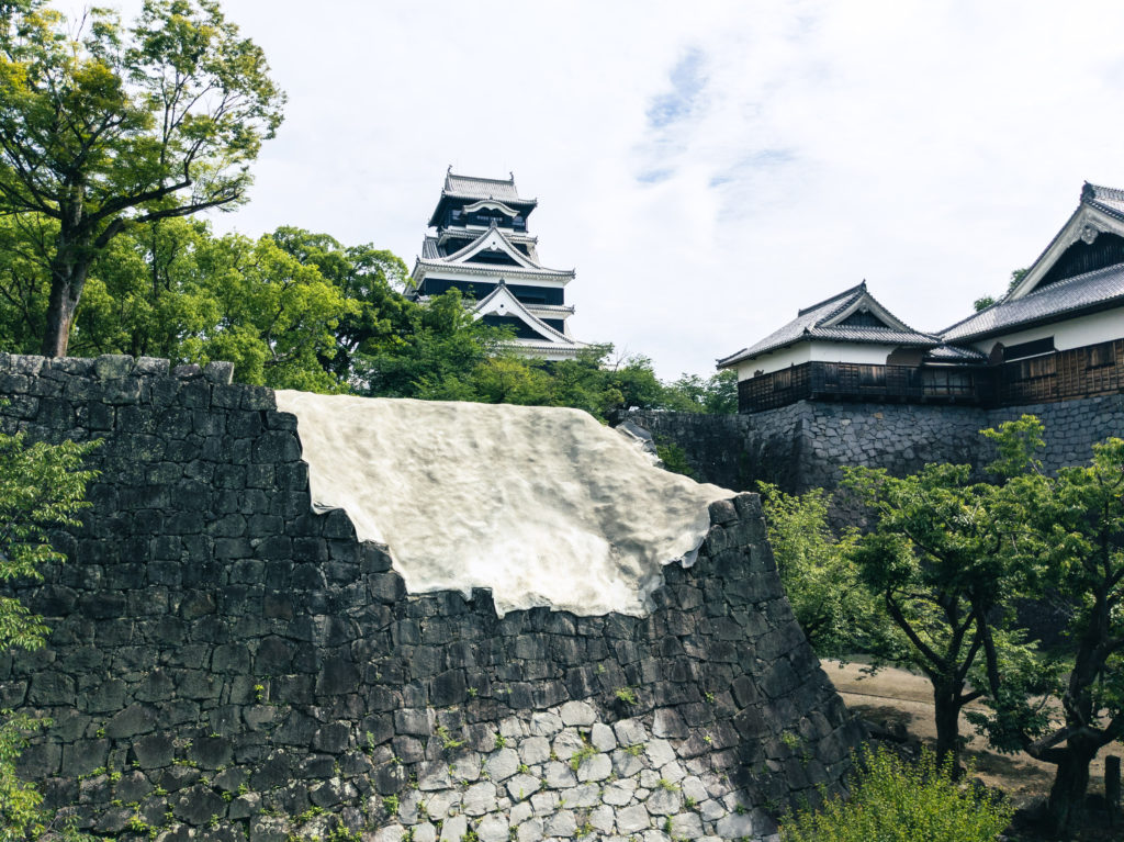 View of Kumamoto Castle Keep from elevated walkway
