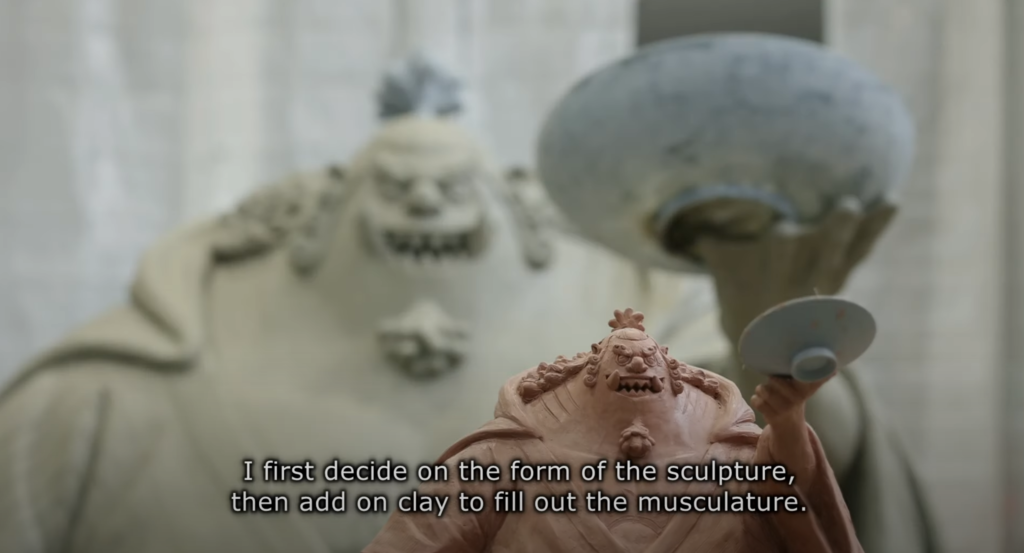 Clay models of Jinbei One Piece statues